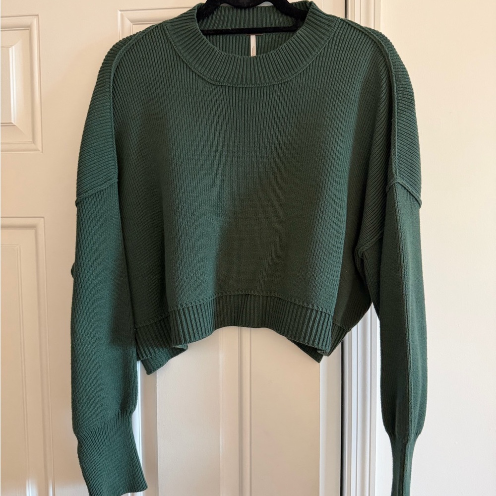 Free People Forest Green Crew Neck Sweater